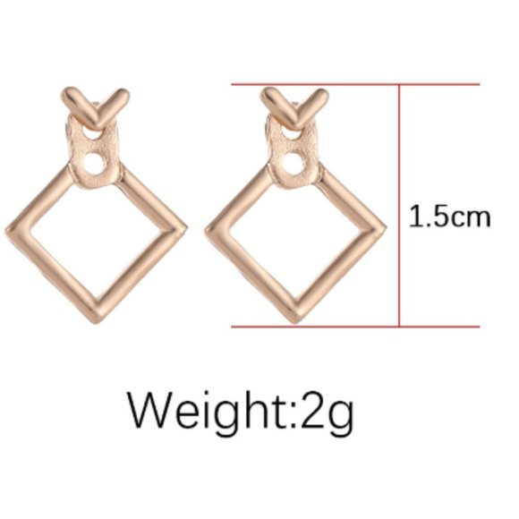 Trendy Gold Tone Geometric Minimalist Earrings - Picture 4 of 5